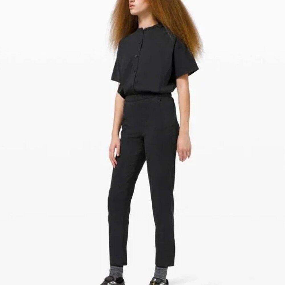 Lululemon Perfectly Poised Black Button-Up‎ Jumpsuit Size 6